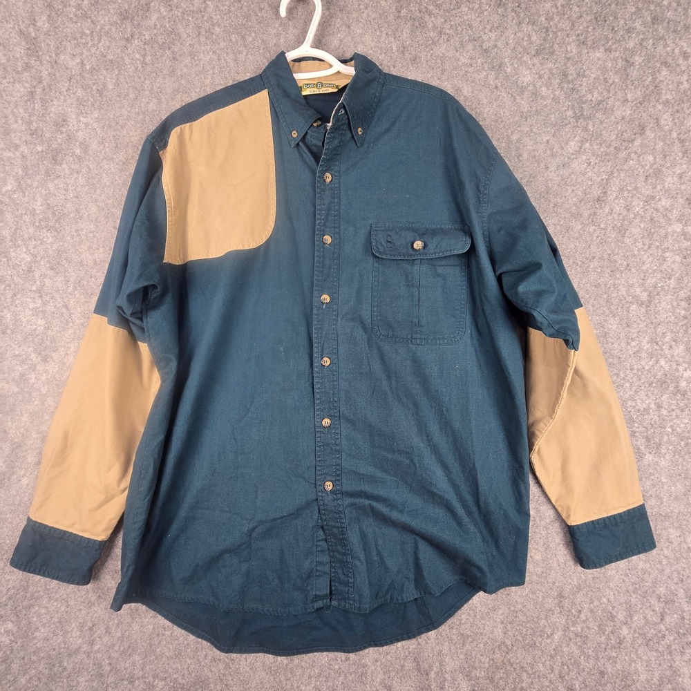 Vintage Bob Allen Shooting Shirt Mens XL Blue Khaki Right Hand Hunting Canvas